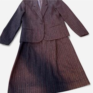Vintage Late 70s / Early 80s Pinstripe 2‑Piece Suit — Size 13 (Modern 8–10)